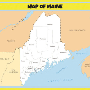 Map of Maine - Laminated Wall Map Poster Print Perfect for Classrooms and Homes - Vivid Imagery with Bright Colors