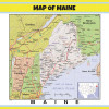 Map of Maine Style C - Laminated Wall Map Poster Print Perfect for Classrooms and Homes - Vivid Imagery with Bright Colors