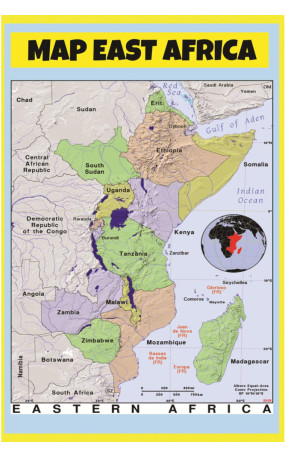 Poster of East Africa - Laminated Wall Poster Print Perfect for Classrooms and Homes - Vivid Imagery with Bright Colors