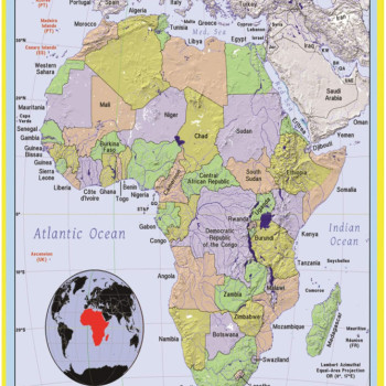 Map of Africa Style B - Laminated Wall Map Poster Print Perfect for Classrooms and Homes - Vivid Imagery with Bright Colors