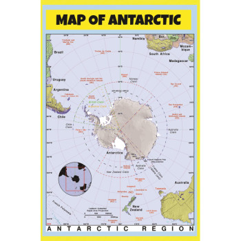 Map of Antarctic - Laminated Wall Map Poster Print Perfect for Classrooms and Homes - Vivid Imagery with Bright Colors