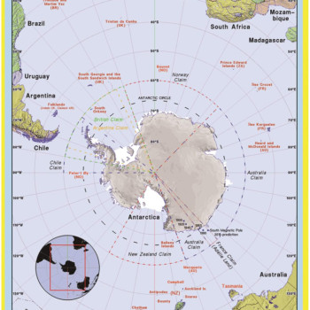 Map of Antarctic - Laminated Wall Map Poster Print Perfect for Classrooms and Homes - Vivid Imagery with Bright Colors