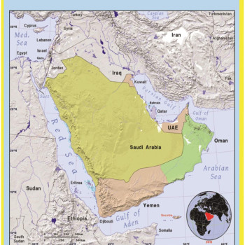Map of Arabia - Laminated Wall Map Poster Print Perfect for Classrooms and Homes - Vivid Imagery with Bright Colors