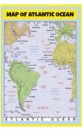 Map of Atlantic Ocean - Laminated Wall Map Poster Print Perfect for Classrooms and Homes - Vivid Imagery with Bright Colors