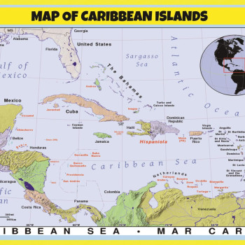 Poster of Caribbean Islands - Laminated Wall Poster Print Perfect for Classrooms and Homes - Vivid Imagery with Bright Colors