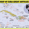 Map of Cuba Great Antilles - Laminated Wall Map Poster Print Perfect for Classrooms and Homes - Vivid Imagery with Bright Colors
