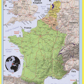 Map of France - Laminated Wall Map Poster Print Perfect for Classrooms and Homes - Vivid Imagery with Bright Colors