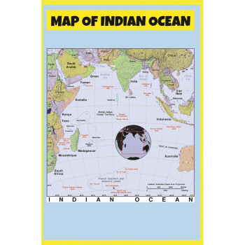 Map of Indian Ocean  - Laminated Wall Map Poster Print Perfect for Classrooms and Homes - Vivid Imagery with Bright Colors