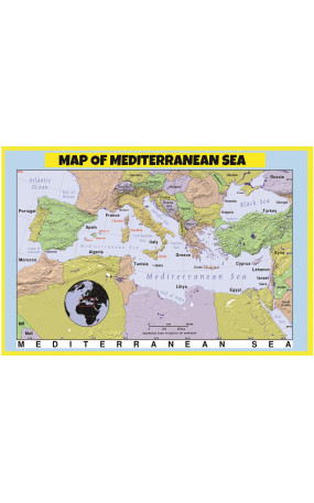 Map of Mediterranean Sea - Laminated Wall Map Poster Print Perfect for Classrooms and Homes - Vivid Imagery with Bright Colors