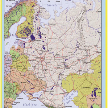 Map of West Russia - Laminated Wall Map Poster Print Perfect for Classrooms and Homes - Vivid Imagery with Bright Colors