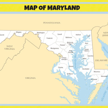 Map of Maryland - Laminated Wall Map Poster Print Perfect for Classrooms and Homes - Vivid Imagery with Bright Colors