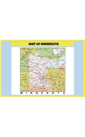 Map of Minnesota Style C - Laminated Wall Map Poster Print Perfect for Classrooms and Homes - Vivid Imagery with Bright Colors