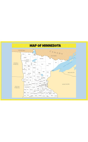 Map of Minnesota - Laminated Wall Map Poster Print Perfect for Classrooms and Homes - Vivid Imagery with Bright Colors