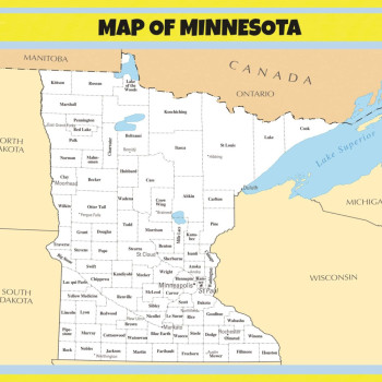 Map of Minnesota - Laminated Wall Map Poster Print Perfect for Classrooms and Homes - Vivid Imagery with Bright Colors