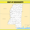 Map of Mississippi - Laminated Wall Map Poster Print Perfect for Classrooms and Homes - Vivid Imagery with Bright Colors