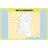 Map of Mississippi - Laminated Wall Map Poster Print Perfect for Classrooms and Homes - Vivid Imagery with Bright Colors