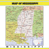 Map of Mississippi Style C - Laminated Wall Poster Print Perfect for Classrooms and Homes - Vivid Imagery with Bright Colors