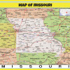 Map of Missouri Style C - Laminated Wall Map Poster Print Perfect for Classrooms and Homes - Vivid Imagery with Bright Color