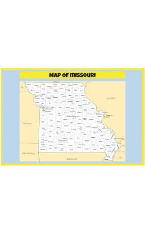 Map of Missouri - Laminated Wall Map Poster Print Perfect for Classrooms and Homes - Vivid Imagery with Bright Colors