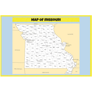 Map of Missouri - Laminated Wall Map Poster Print Perfect for Classrooms and Homes - Vivid Imagery with Bright Colors