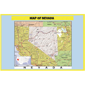 Map of Nevada Style C - Laminated Wall Map Poster Print Perfect for Classrooms and Homes - Vivid Imagery with Bright Colors