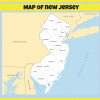 Map of New Jersey  - Laminated Wall Map Poster Print Perfect for Classrooms and Homes - Vivid Imagery with Bright Colors