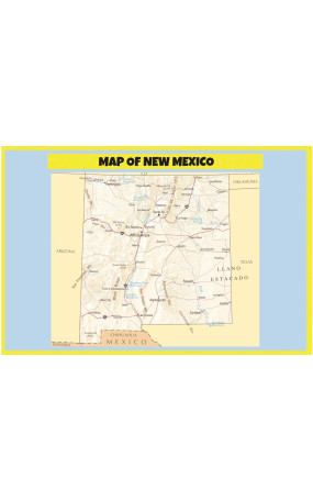 Map of New Mexico  - Laminated Wall Map Poster Print Perfect for Classrooms and Homes - Vivid Imagery with Bright Colors