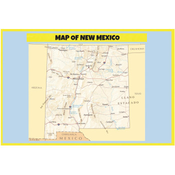 Map of New Mexico  - Laminated Wall Map Poster Print Perfect for Classrooms and Homes - Vivid Imagery with Bright Colors