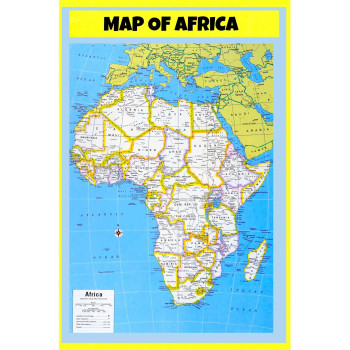 Map of Africa Style 2 - Laminated Wall Map Poster Print Perfect for Classrooms and Homes - Vivid Imagery with Bright Colors