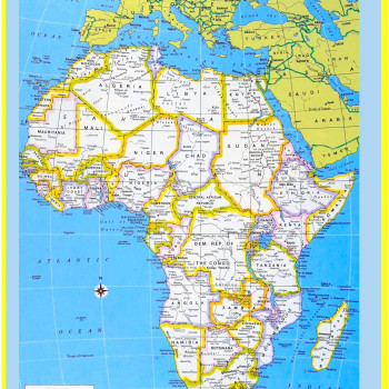 Map of Africa Style 2 - Laminated Wall Map Poster Print Perfect for Classrooms and Homes - Vivid Imagery with Bright Colors