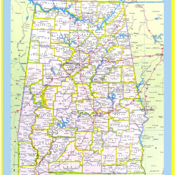 Map of Alabama - Laminated Wall Map Poster Print Perfect for Classrooms and Homes - Vivid Imagery with Bright Colors