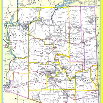 Map of Arizona  - Laminated Wall Map Poster Print Perfect for Classrooms and Homes - Vivid Imagery with Bright Colors