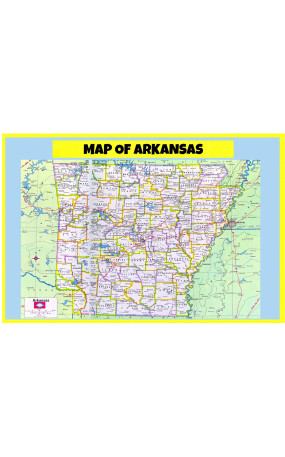 Map of Arkansas  - Laminated Wall Map Poster Print Perfect for Classrooms and Homes - Vivid Imagery with Bright Colors