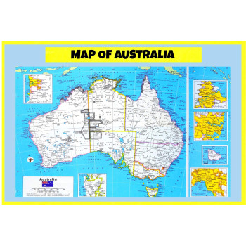Map of Australia  - Laminated Wall Map Poster Print Perfect for Classrooms and Homes - Vivid Imagery with Bright Colors