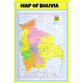 Map of Bolivia  - Laminated Wall Map Poster Print Perfect for Classrooms and Homes - Vivid Imagery with Bright Colors