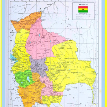Map of Bolivia  - Laminated Wall Map Poster Print Perfect for Classrooms and Homes - Vivid Imagery with Bright Colors