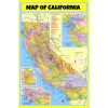 Map of California Style 3  - Laminated Wall Map Poster Print Perfect for Classrooms and Homes - Vivid Imagery with Bright Colors