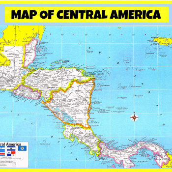 Map of Central America - Laminated Wall Map Poster Print Perfect for Classrooms and Homes - Vivid Imagery with Bright Colors