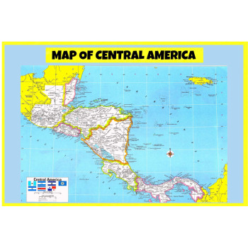 Map of Central America - Laminated Wall Map Poster Print Perfect for Classrooms and Homes - Vivid Imagery with Bright Colors