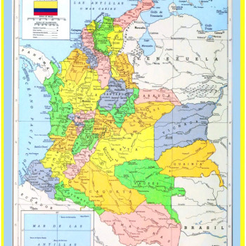 Map of Colombia  - Laminated Wall Map Poster Print Perfect for Classrooms and Homes - Vivid Imagery with Bright Colors