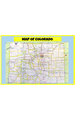 Map of Colorado Style D  - Laminated Wall Map Poster Print Perfect for Classrooms and Homes - Vivid Imagery with Bright Colors