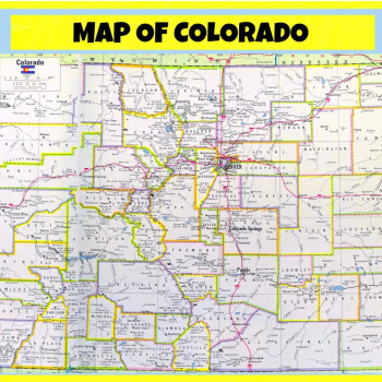 Map of Colorado Style D  - Laminated Wall Map Poster Print Perfect for Classrooms and Homes - Vivid Imagery with Bright Colors