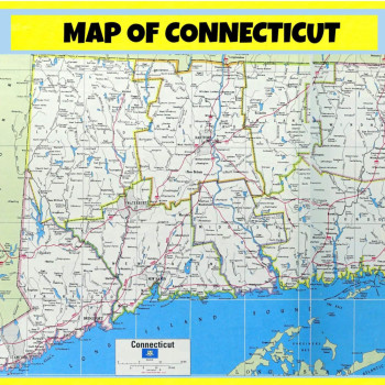 Map of Connecticut  - Laminated Wall Map Poster Print Perfect for Classrooms and Homes - Vivid Imagery with Bright Colors