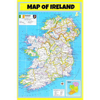 Poster of Ireland  - Laminated Wall Map Poster Print Perfect for Classrooms and Homes - Vivid Imagery with Bright Colors