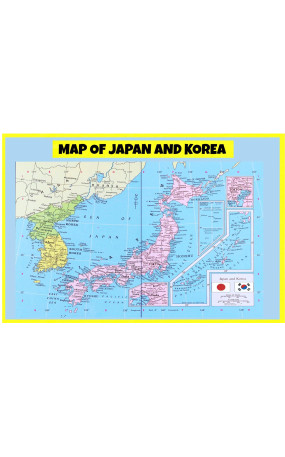 Map of Japan and Korea  - Laminated Wall Map Poster Print Perfect for Classrooms and Homes - Vivid Imagery with Bright Colors