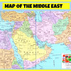Map of Middle East Style 2 - Laminated Wall Map Poster Print Perfect for Classrooms and Homes - Vivid Imagery with Bright Colors