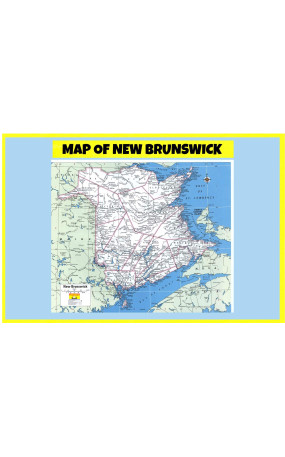 Map of New Brunswick  - Laminated Wall Map Poster Print Perfect for Classrooms and Homes - Vivid Imagery with Bright Colors