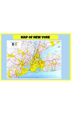 Map of New York  - Laminated Wall Map Poster Print Perfect for Classrooms and Homes - Vivid Imagery with Bright Colors