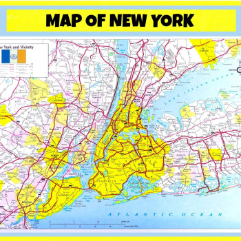 Map of New York  - Laminated Wall Map Poster Print Perfect for Classrooms and Homes - Vivid Imagery with Bright Colors