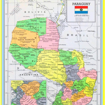 Map of Paraguay - Laminated Wall Map Poster Print Perfect for Classrooms and Homes - Vivid Imagery with Bright Colors